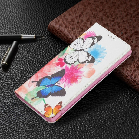 Чохол-книжка Colored Drawing Pattern Invisible Samsung Galaxy S22 Ultra 5G - Two Butterflies