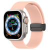 Силиконовый ремешок Magnetic Black Buckle Smooth для Apple Watch 10 46mm/Ultra 49mm / Series 8/7 45mm / 44mm / 42mm- розовый
