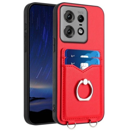 Протиударний чохол R20 Ring Card Holder для Motorola Edge 50 Pro 5G - червоний