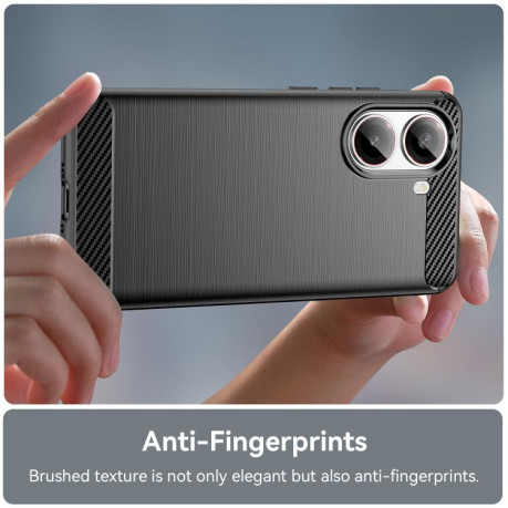 Противоударный чехол Brushed Texture Carbon Fiber на Xiaomi Poco X7 Pro - черный