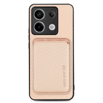Чехол Carbon Fiber Leather Card Magnetic на Xiaomi Redmi Note 13 Pro 5G/Poco X6 5G - Apricot