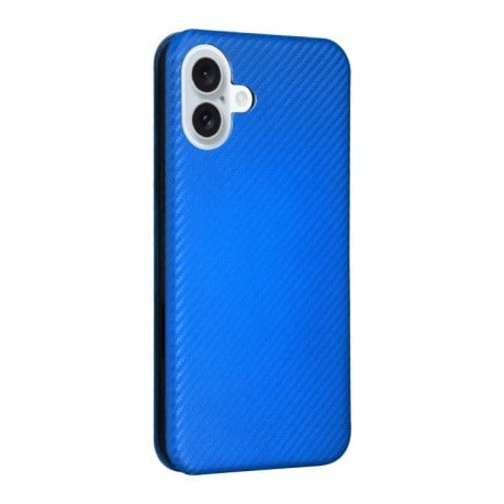 Чехол-книжка Carbon Fiber Texture на iPhone 16 - синий