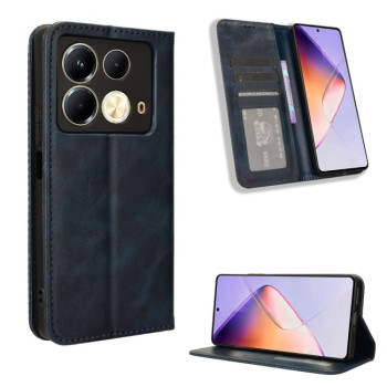 Чехол-книжка Magnetic Buckle Retro Crazy Horse Texture на Infinix Note 40 4G - синий