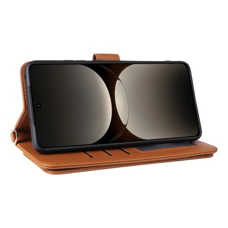 Чехол-книжка Multifunctional 6-Card Slots Leather на Realme GT 7 Pro - коричневий