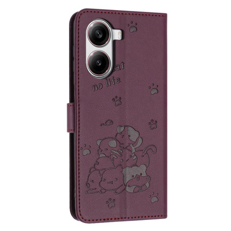 Чехол-книжка Diamond Embossed Skin Feel для Xiaomi Poco X7 Pro - винно-красный