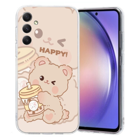 Чехол Colored Drawing Pattern Transparent TPU для Samsung Galaxy S24 FE 5G - Bear