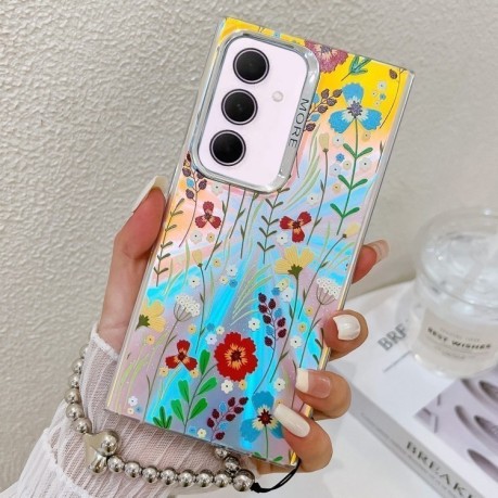 Чехол Electroplating Laser Flower Phone Case with Wrist Strap на Samsung Galaxy A35 5G - Flower