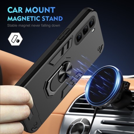 Ударозащитный чехол Metal Ring Holder для Infinix Hot 50 Pro 4G - черный