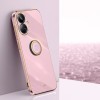 For Realme 10 Pro+ XINLI Straight Edge 6D Electroplate TPU Phone Case with Ring Holder(Cherry Purple)