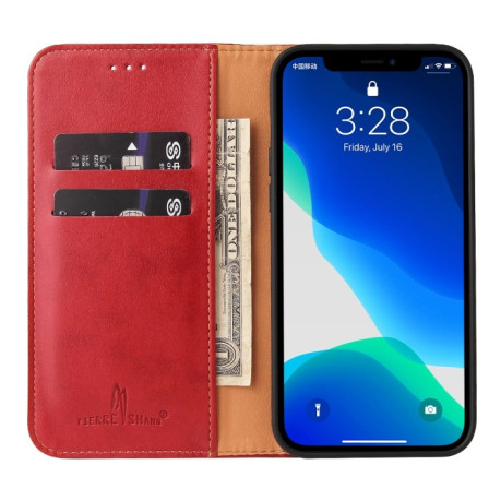 Кожаный чехол-книжка Fierre Shann Genuine leather на iPhone 13 Pro Max - красный