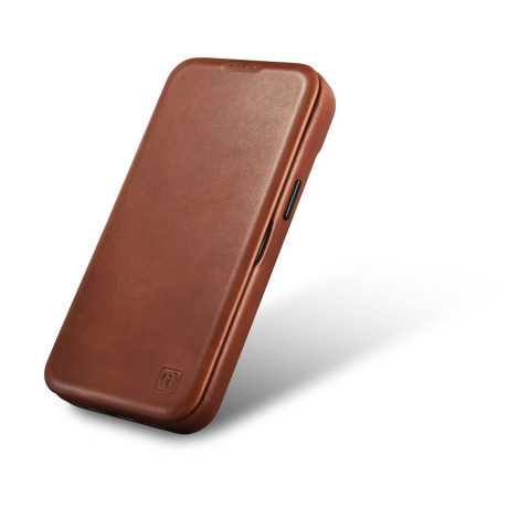 Кожаный чехол-книжка iCarer CE Oil Wax Premium для iPhone 14 Pro Max - коричневый