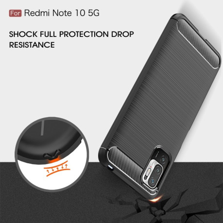 Чехол Brushed Texture Carbon Fiber на Xiaomi Poco M3 Pro/Redmi Note 10 5G/Redmi Note 10T - синий