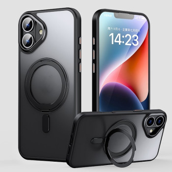 Противоударный чехол с подставкой на 360 град с MagSafe на iPhone 16 Plus - черный