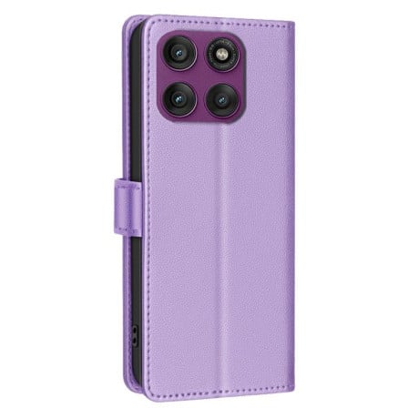 Чехол-книжка Litchi Texture RFID Anti-theft Leather для Motorola Edge 60 Pro - фиолетовый