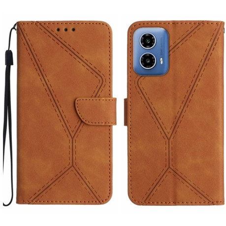 Чохол-книжка Stitching Embossed Leather для Motorola Moto G85 5G - коричневий