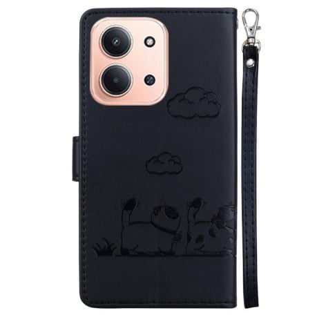 Чохол-книжка Cute Cats з магнітним хлястиком+захист сканування RFID на Xiaomi Redmi 15C 5G / 4G EU 173mm / Poco C85 5G - чорний
