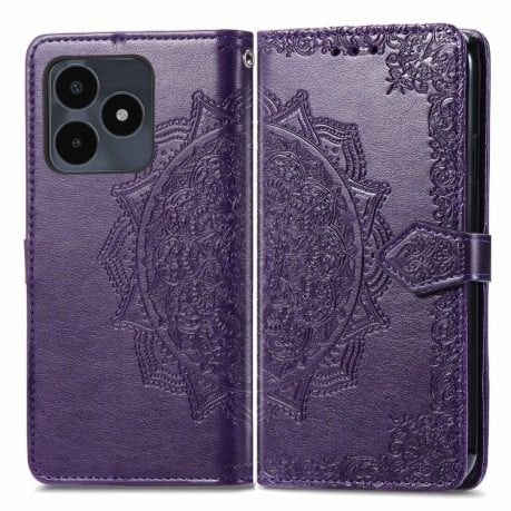 Чехол-книжка Mandala Embossing Pattern на Realme Note 50 - фиолетовый