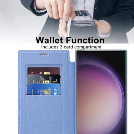 Чехол-книжка Shield MagSafe RFID Anti-theft Leather для Samsung Galaxy S25 Ultra 5G - синий