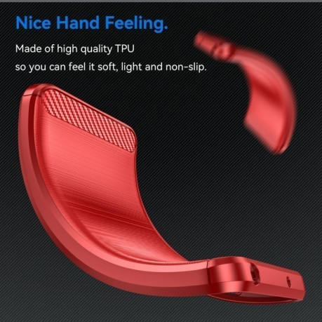 Противоударный чехол Brushed Texture Carbon Fiber на Xiaomi Redmi A3 - красный