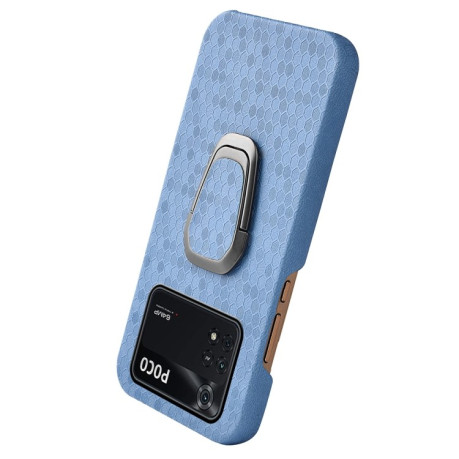 Протиударний чохол Honeycomb Ring Holder для Xiaomi Poco M4 Pro 4G - блакитний