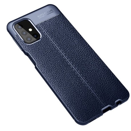 Противоударный чехол Litchi Texture на Samsung Galaxy M31s - синий