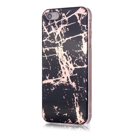 Противоударный чехол Plating Marble для iPhone 5 / 5s / SE - черный