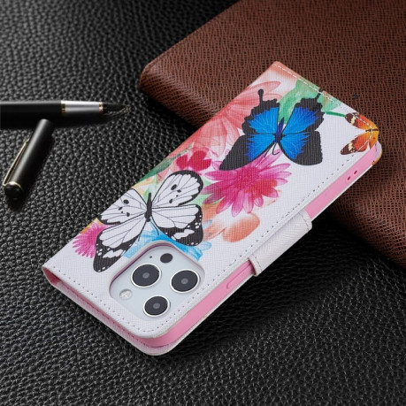 Чехол-книжка Colored Drawing Series на iPhone 13 mini - Two Butterflies