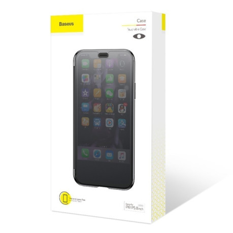 Чехол книжка Baseus Visible and Touchable Tempered Glass Case на iPhone XS Max- прозрачно-черный