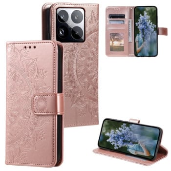Чохол-книжка Totem Flower для Xiaomi 15 Pro - рожеве золото