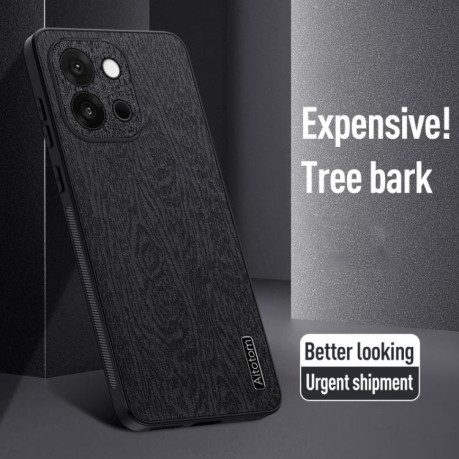 Чехол Tree Bark Leather Shockproof для OnePlus 13T - черный