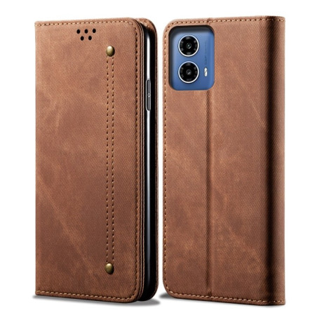 Чохол книжка Denim Texture Casual Style на Motorola Moto G85 - коричневий