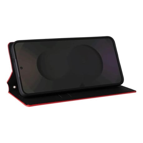 Чехол-книжка Cubic Grid с фактурой Calf на Samsung Galaxy S25 FE 5G - красный