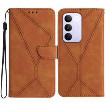 Чохол-книжка Stitching Embossed Leather для Realme C85 Pro 4G — коричневий