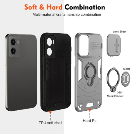 Противоударный чехол Sliding Camshield Ring Holder для Motorola Moto G05 - серый
