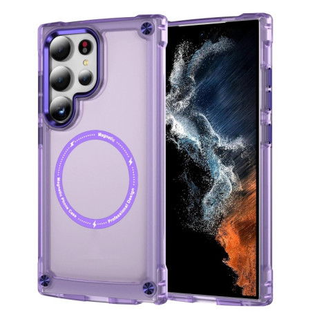 Протиударний чохол Skin Feel TPU + PC MagSafe Magnetic для Samsung Galaxy S25 Ultra 5G - прозоро-фіолетовий
