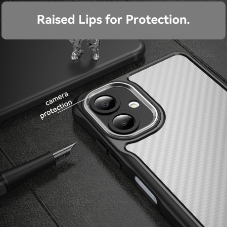 Ударозащитный чехол Carbon Fiber Texture Translucent на Samsung Galaxy A06 4G - черный
