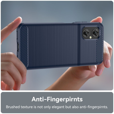 Противоударный чехол Brushed Texture Carbon Fiber на Xiaomi Poco M5 - синий