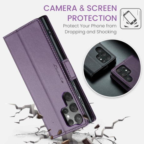 Чехол-книжка CaseMe 023 Butterfly Buckle Litchi Texture RFID Anti-theft Leather для Samsung Galaxy S25 Ultra 5G - фиолетовый