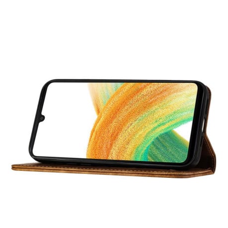 Чохол-книжка з тисненням Butterfly Cat м'яка фактура з магнітним хлястиком на Samsung Galaxy S25 FE 5G - коричневий