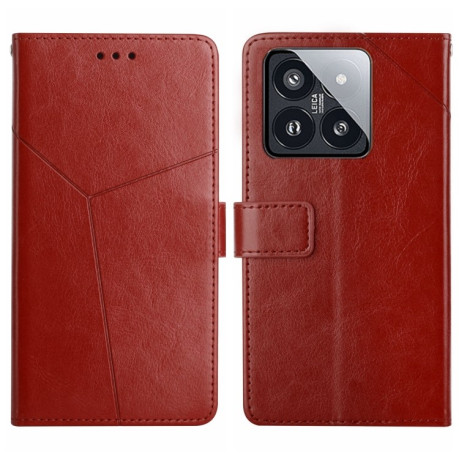 Чехол-книжка Y-shaped Pattern для Xiaomi 14 - коричневый