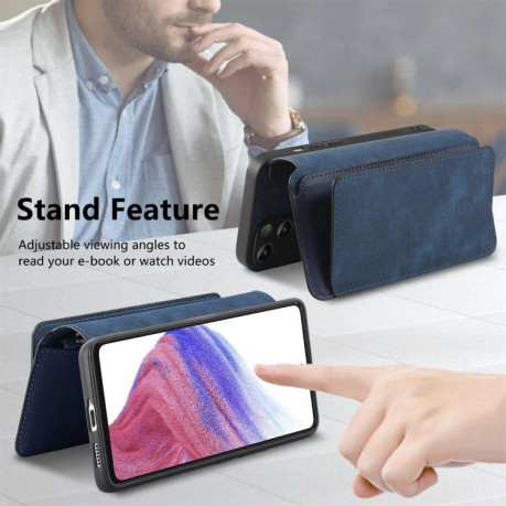 Чехол-книжка CaseNeo MagSafe RFID Anti-theft Zipper Wallet Retro Leather для Realme GT 7 Pro - синий