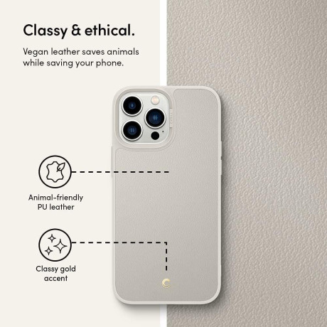 Оригинальный чехол Spigen Cyrill Leather Brick для iPhone 13 Pro - Cream
