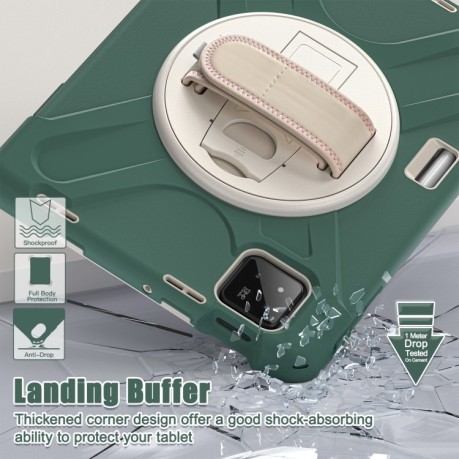Чехол Rotatable Holder Silicone Hybrid PC для Xiaomi Pad 7 / 7 Pro - Emreald Green