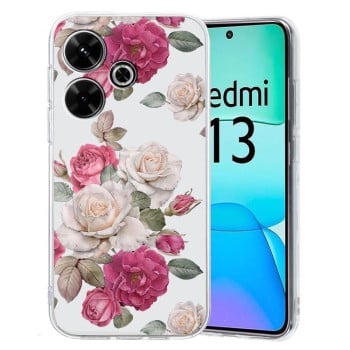 Чехол Colored Drawing Pattern Transparent TPU для Xiaomi Redmi 13 4G - Peony