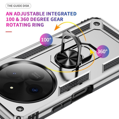 Протиударний чохол HMC 360 Degree Rotating Holder на Xiaomi Redmi 14C 4G/Poco C75/Redmi A4 5G - сріблястий