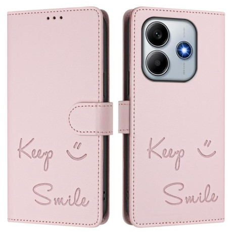 Чехол-книжка Smile Embossing RFID Leather для Xiaomi Poco M7 Pro 5G - розовый