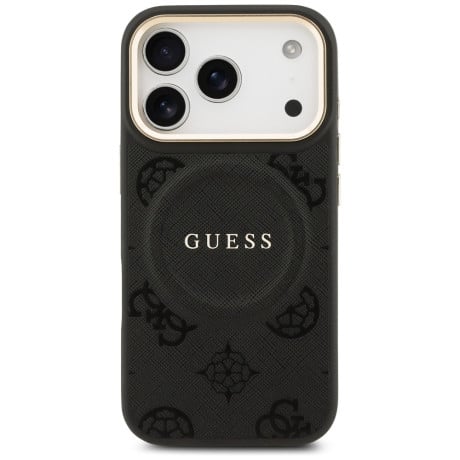 Оригинальный чехол Guess Peony Hot Stamp с MagSafe на iPhone 17 Pro - Black