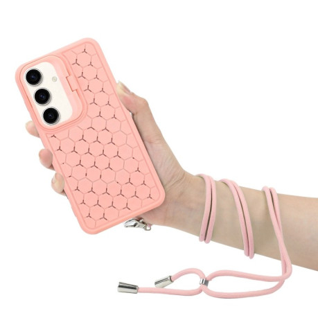 Противоударный чехол Honeycomb Radiating Holder TPU для Samsung Galaxy A35 5G - розовый