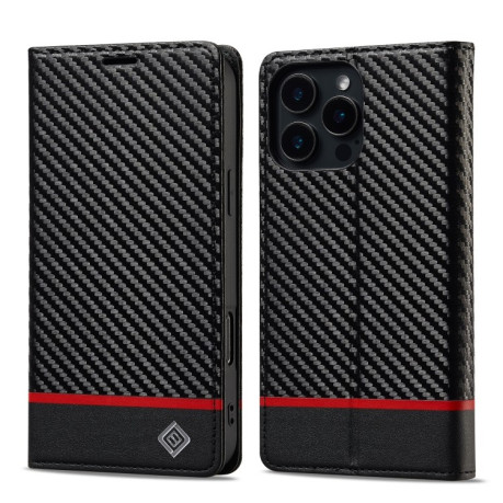 Чохол-книжка LCIMEEKE Carbon Fiber для iPhone 16 Pro Max - Black