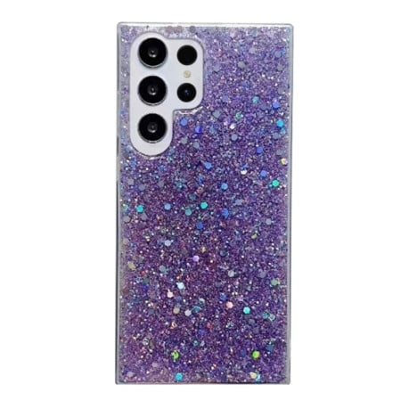 Противоударный чехол Glitter Sequins Epoxy для Samsung Galaxy S24 Ultra 5G - фиолетовый